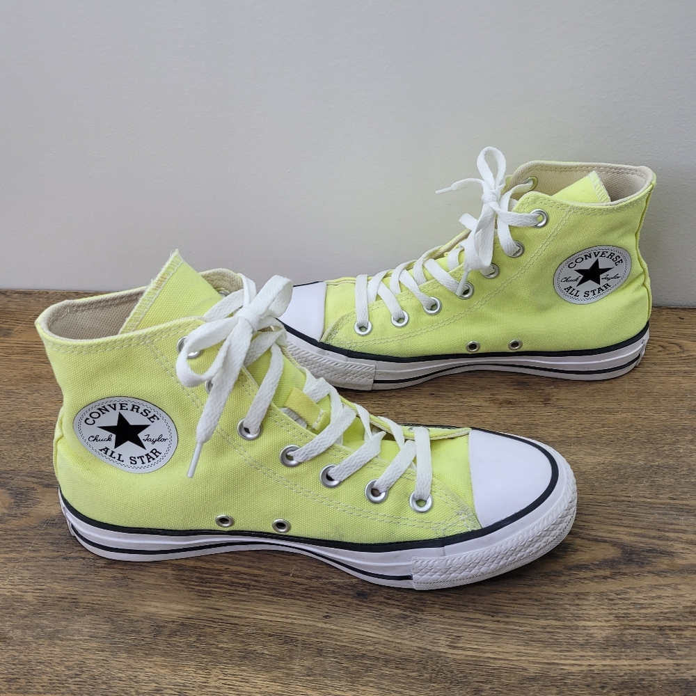 Chuck Taylor Converse All Star High Top Sneakers Neon Yellow Tennis Shoes